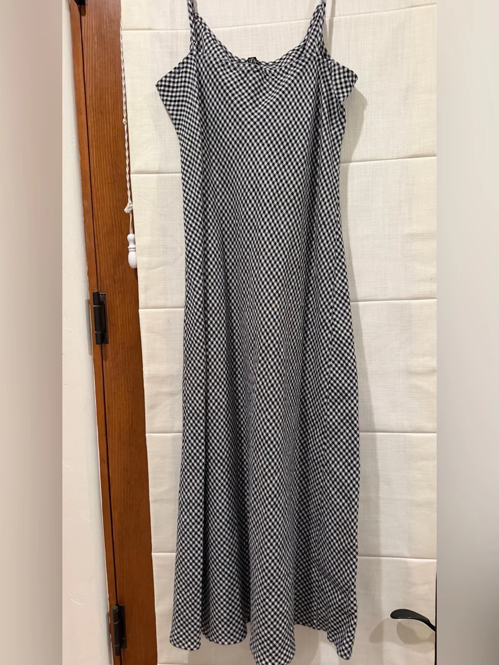 J. Crew Black & White Gingham Maxi Slip Dress